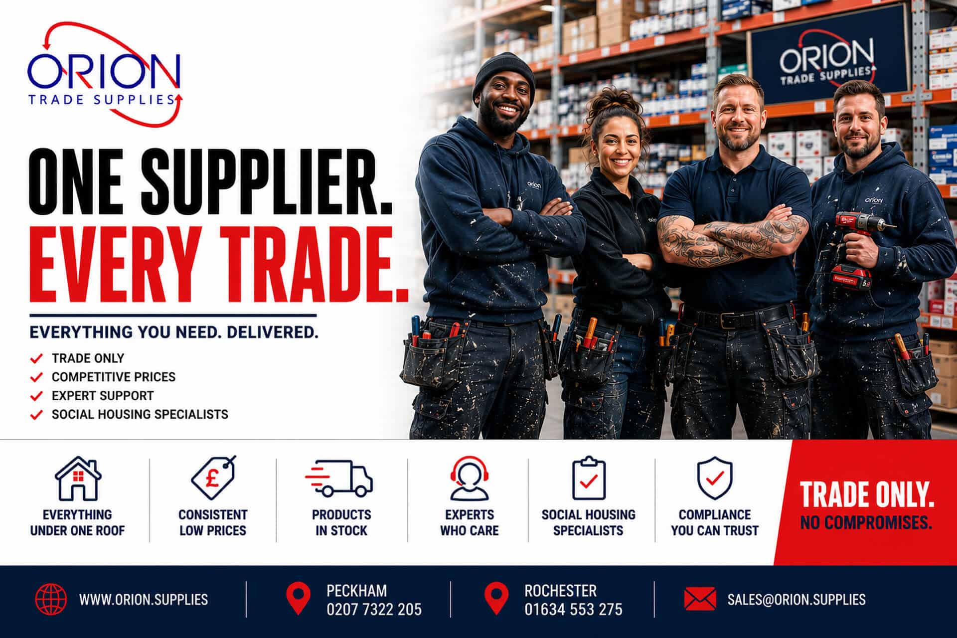 Apply for a trade account at Orion Trade Supplies Rochester Kent and benefit from excellent savings and dedicated service