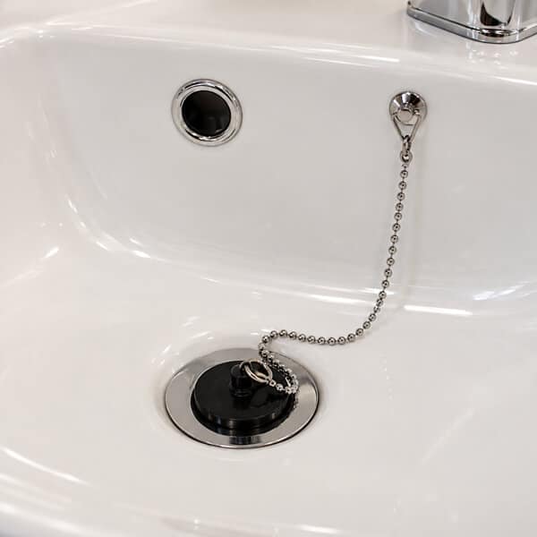 Chrome Chain and Black Sink Plug