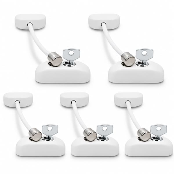 Five White Security Cable Locks