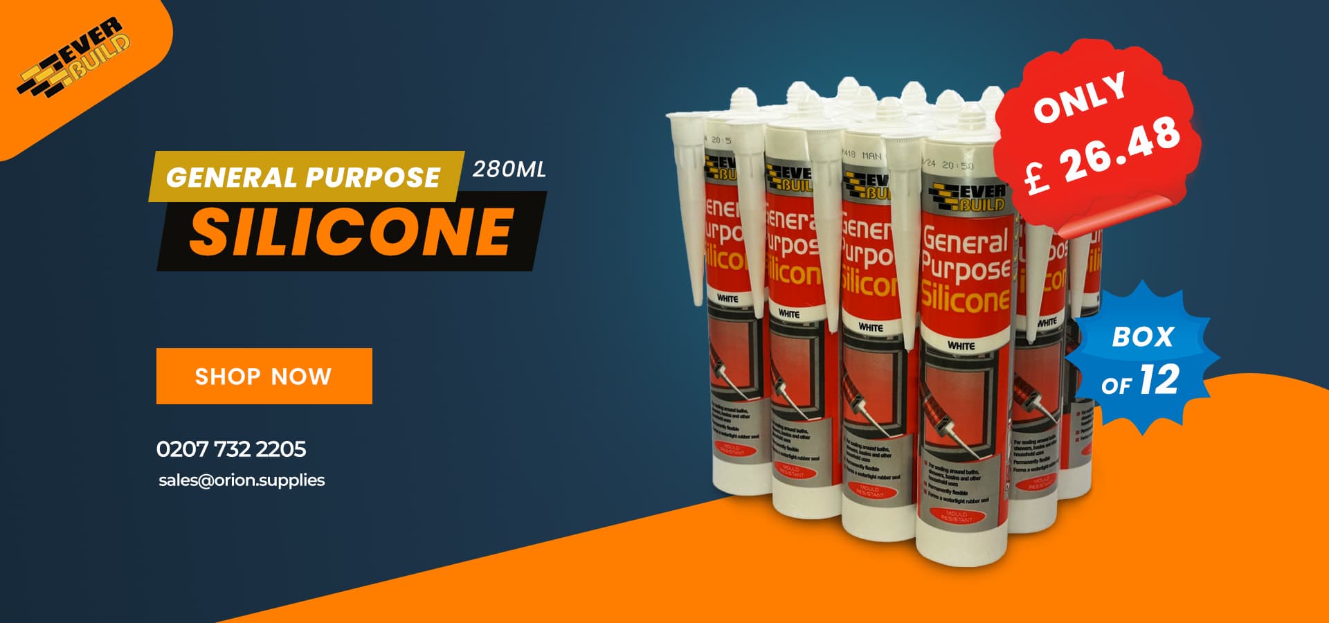 general purpose silicone 280ml box of 12 new