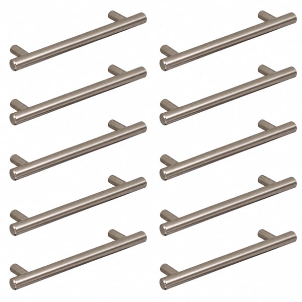 Ten Brushed Metal Cabinet Handles Grid