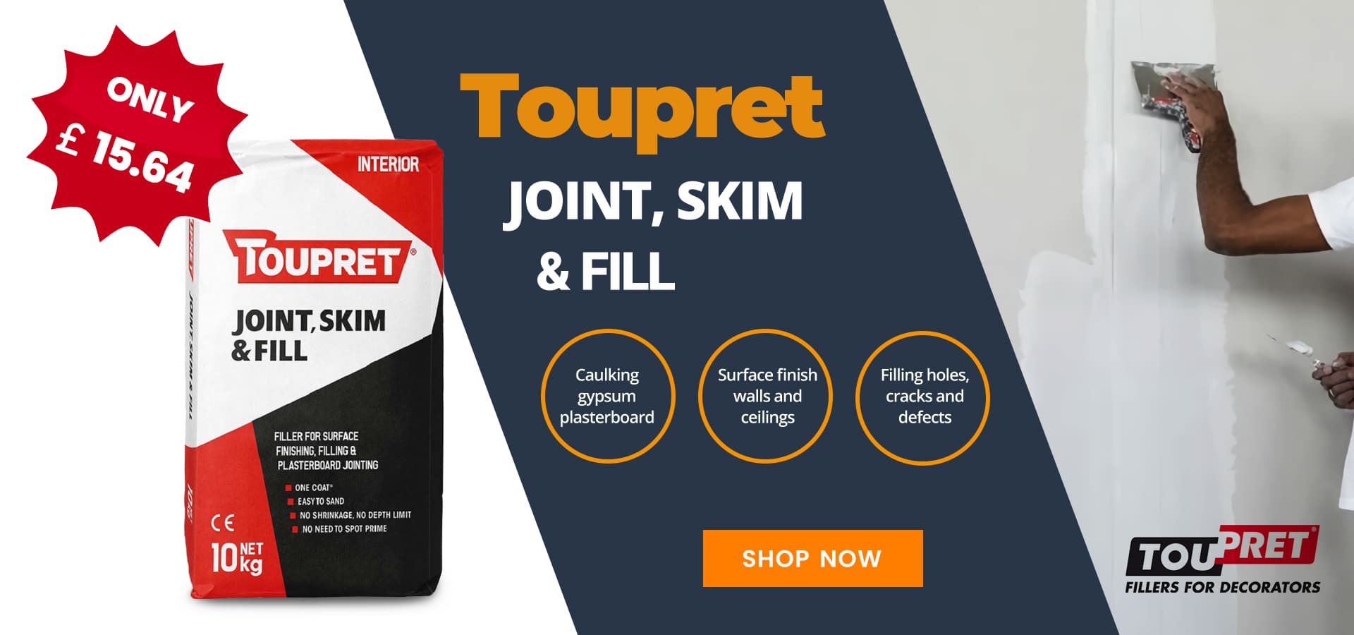 toupret joint skim fill 10kg new