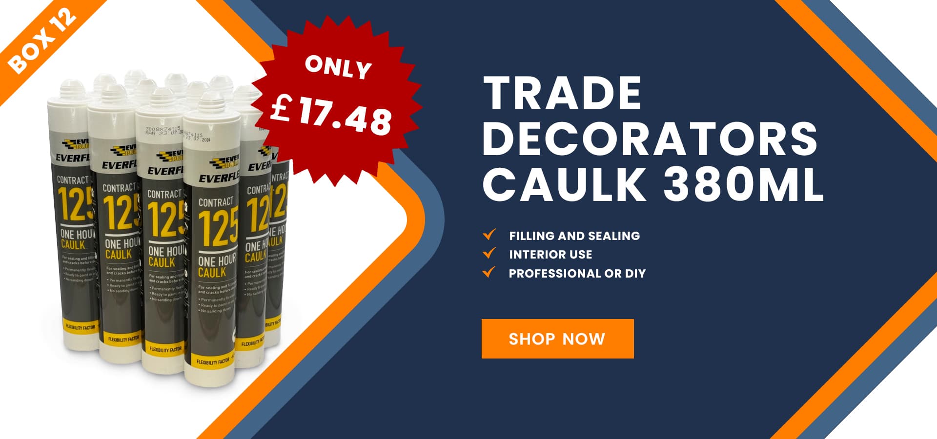 trade decorators caulk 380ml box of 12 new