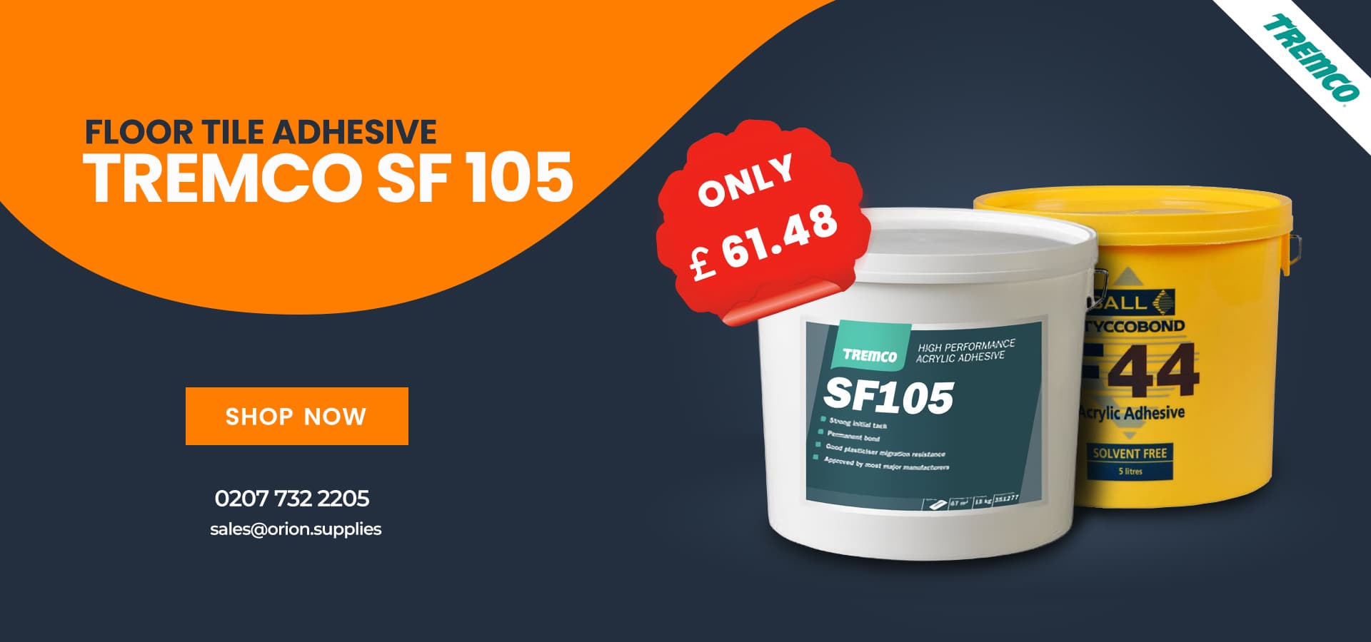 tremco sf105 floor tile adhesive 15l new