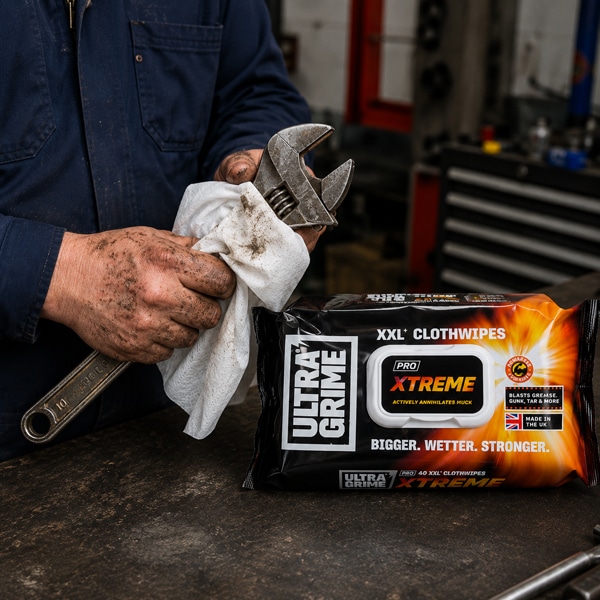 UltraGrime Xtreme Wipes in use