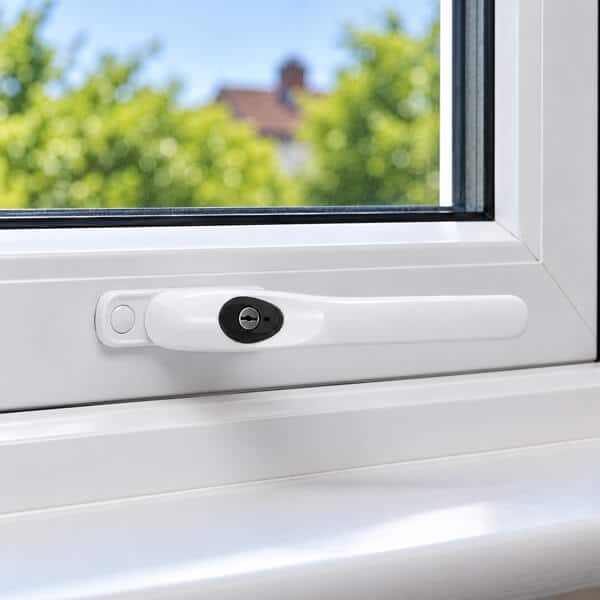 White Window Handle with Key Lock